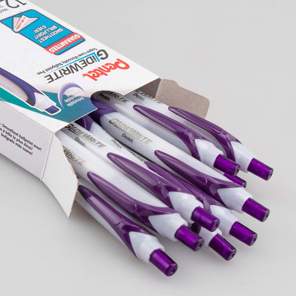 Stylo à bille Pentel GlideWrite avec encre TechniFlo, (1,0 mm) trait moyen, violet, boîte de 12 (BX910-V)