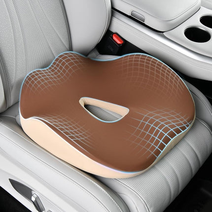 Coverado Car Seat Cushion, Memory Foam Office Chair Cushion for Car Airplane, Everlasting Comfort Sciatica & Hip & Tailbone Pain Relief Cushion for Long Sitting Driver Office Worker-Beige