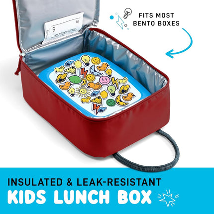 Fit & Fresh Connor Kids Lunch Tote, Versatile Thermal Insulated Lunch Box for School and Camp, Adult Lunch Bag with Front Zip Pocket, Red