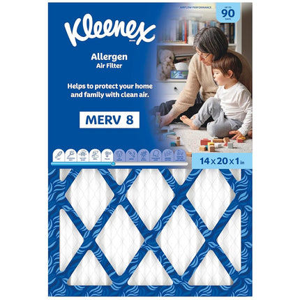 Kleenex Allergen Air Filter 14x20x1 Inches - 8 MERV RATING (4-Pack)