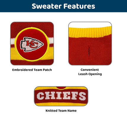 Pets First NFL Kansas City Chiefs Dog Sweater, Size Extra Large. Warm and Cozy Knit Pet Sweater with NFL Team Logo, Best Puppy Sweater for Large and Small Dogs, Team Color (KCC-4179-XL)