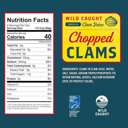 Snows Clam Chopped 6.5-Ounce Cans (Pack Of 12)