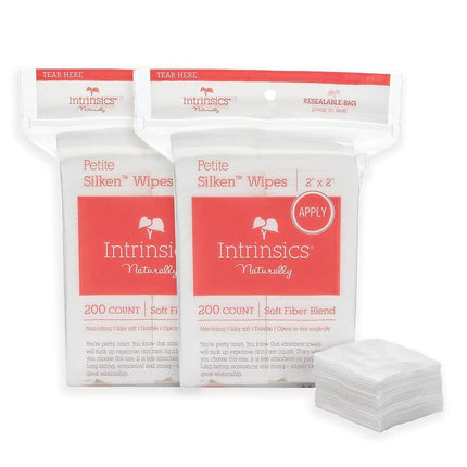 Intrinsics Petite Silken Wipes - 2"x2", 4-ply Blend of Soft Fibers, 2 pack bundle