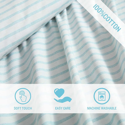 Tommy Bahama - Queen Sheet Set, Cotton Percale Bedding Set, Super Soft and Cozy Home Decor, Oeko-Tex Certified (Cool Beach Stripe Turquoise, Queen)