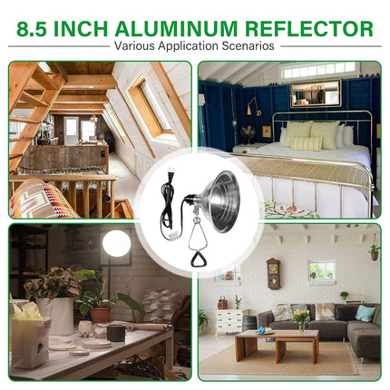Simple Deluxe Clamp Light with 8.5 Inch Adjustable Aluminum Reflector, Suit for E26 Socket Max 150 Watt Lamp (No Bulb Included), 6 Feet 18/2 SPT-2 Cord, 2 Pack
