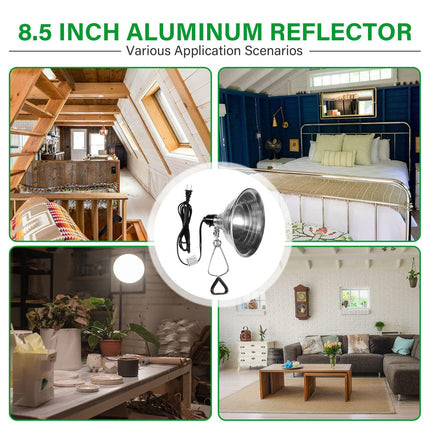 Simple Deluxe Clamp Light with 8.5 Inch Adjustable Aluminum Reflector, Suit for E26 Socket Max 150 Watt Lamp (No Bulb Included), 6 Feet 18/2 SPT-2 Cord, 2 Pack