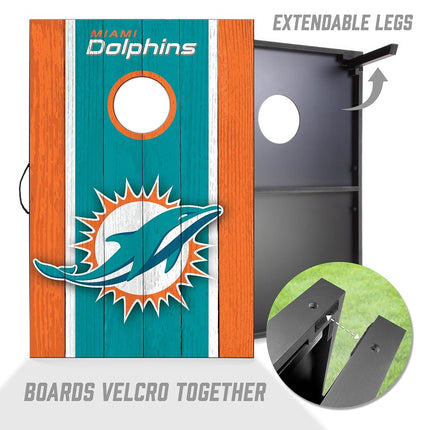 YouTheFan NFL Miami Dolphins 2' x 3' Portable Cornhole Game with Logo Bags