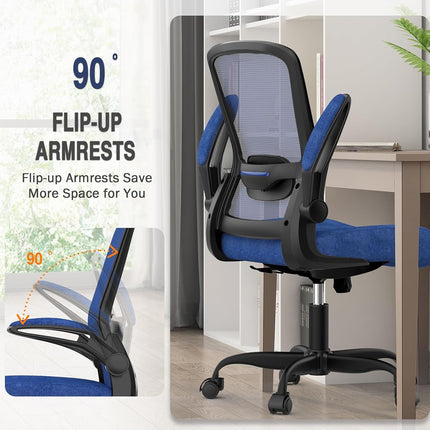 Office Chair, Ergonomic Desk Chair with Adjustable Lumbar Support, High Back Mesh Computer Chair with Flip-up Armrests-BIFMA Passed Task Chairs (Modern, Royal Blue)