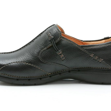 Clarks Womens Un Loop Loafers, Black Leather, 5 UK