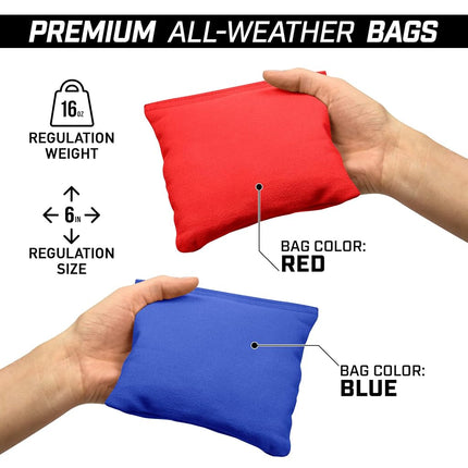 GoSports Rustic Red & Blue Design Cornhole Game Set, Regulation Size