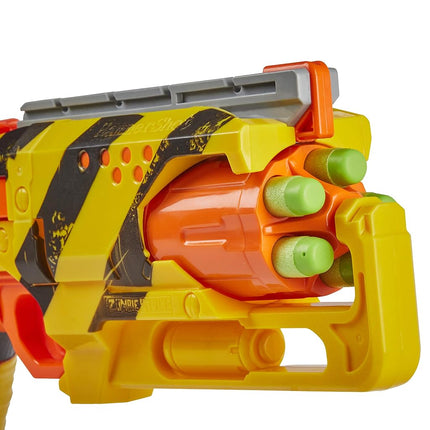 NERF Zombie Strike Hammershot Blaster, Pull-Back Hammer-Blasting Action, 5 Official Zombie Strike Darts, Stripes Color Scheme