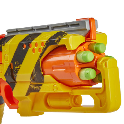 NERF Zombie Strike Hammershot Blaster, Pull-Back Hammer-Blasting Action, 5 Official Zombie Strike Darts, Stripes Color Scheme