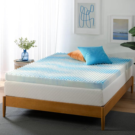 ZINUS 4 Inch Swirl Gel Cooling Memory Foam Mattress Topper, Smaller, More Convenient WonderBox Packaging, Cooling, Airflow Design, CertiPUR-US Certified, Full