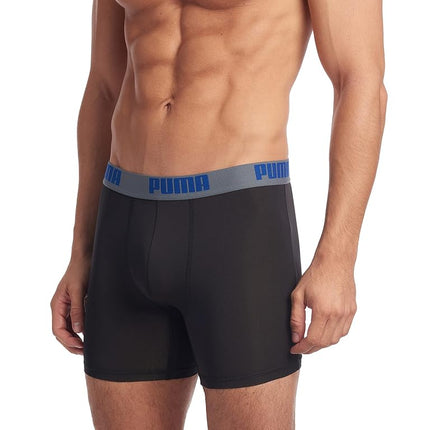 PUMA Men's 3 Pack Performance Boxer Briefs, Black/Grey, L