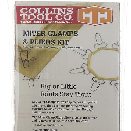 Collins Spring Loaded Pliers with 13 Mitre Clamps and Clamp Clip - Metallic, Compact, Proudly Made in the USA