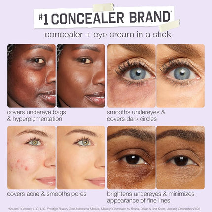 tarte shape tape blur concealer stick - Full Coverage Crease-Proof Makeup, Diamond-Shaped Precision Tip for Instant Eye Lift Effect, 50% Skin-loving Ingredients, Vegan & Cruelty-Free full size, 36S