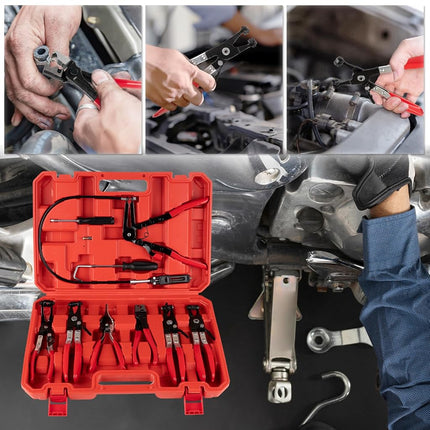 9PCS Hose Clamp Pliers Set, Hose Clamp Removal Tool for Automotive, Flexible Removing Clamps Pliers Automotive for Coolant Radiator Heater and Water Hose