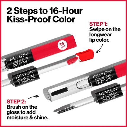 REVLON Liquid Lipstick with Clear Lip Gloss, ColorStay Overtime Lipcolor, Dual Ended with Vitamin E, 320 Faithful Fawn, 0.07 Fl Oz (Pack of 1)