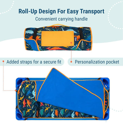 Alfombrilla Wildkin acolchada para siestas para niños – Microfibra suave con almohada y correas elásticas para la escuela y viajes - Dinosaurios jurásicos
