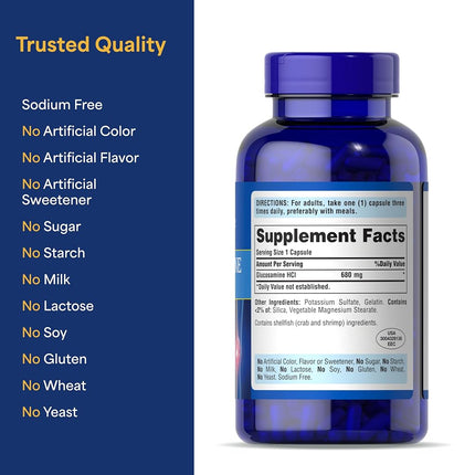 Puritans Pride Glucosamine Sulfate 1000 mg Capsules, 240 Count