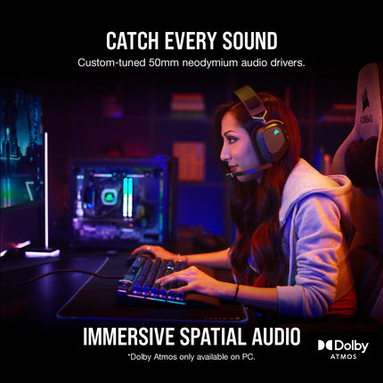 Auriculares para juegos multiplataforma inalámbricos Corsair HS80 RGB - Dolby Atmos - Diseño ligero y cómodo - Micrófono con calidad de transmisión - Compatible con iCUE - PC, Mac, PS5, PS4 - Negro