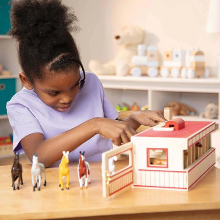 Melissa & Doug Écurie Cheval de spectacle | Coffret de jeu en bois, jouets animaux pour filles et garçons | Âge 3-5+