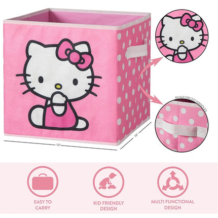 Idea Nuova Hello Kitty Set of 2 Durable Storage Cubes with Handles, 10"x10"x10" Cubes