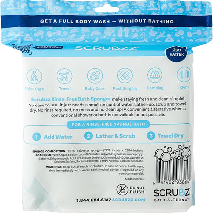 (2 Pack) - Scrubzz Disposable No Rinse Bathing Wipes - All-in-1 Single Use Shower Wipes, Simply Dampen, Lather, and Dry Without Shampoo or Rinsing, 25 Count (2 Pack)