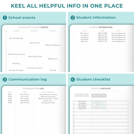 Clever Fox Teacher Planner – School Year Planner with Calendars & Lesson Plans – Book for Classroom & Homeschool Organization, A4 (Turquoise)