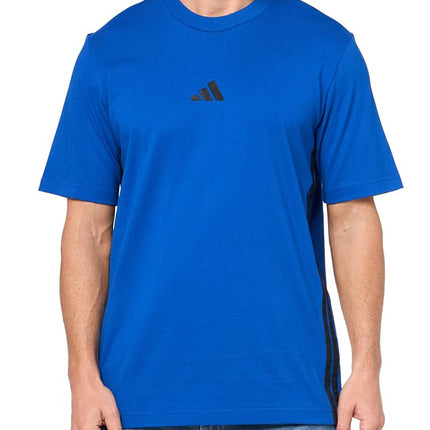 Adidas Mens Essentials Single Jersey 3-Stripes T-Shirt, Team Royal Blue/Black, XX-S
