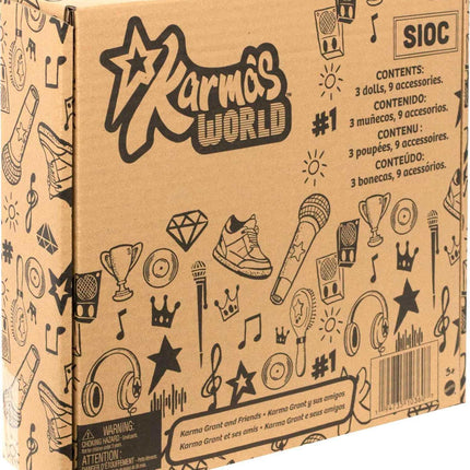 Mattel Muñecas y Accesorios Karma's World, el set de 3 unidades incluye a Mattel Karma, Winston y Switch