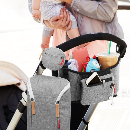 Skip Hop Grab and Go Double Bottle Bag, Grey Melange