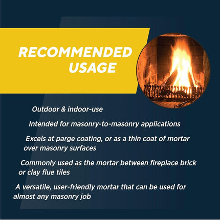 Rutland Dry Mix 211 Refractory Mortar 2.5 Pound - USA-Made High Temperature Mortar for Masonry - 2550 °F Fire Cement Patch for Fireplace Brick, Fire Pit, Kiln, Forge & Pizza Oven Repair
