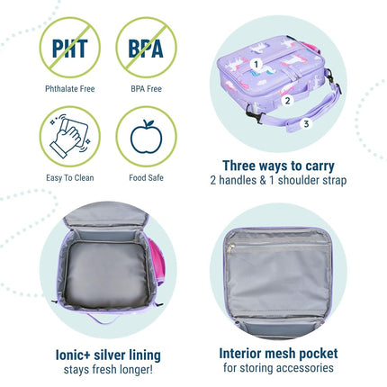 Wildkin Kids ECO rPET Lonchera Aislante – Mantiene la Comida Caliente o Fría, Forro Fácil de Limpiar, Bolsillos de Malla y Sin BPA – Niños y Niñas, Ideal para la Escuela, Viajes y Guarderías – Unicornio