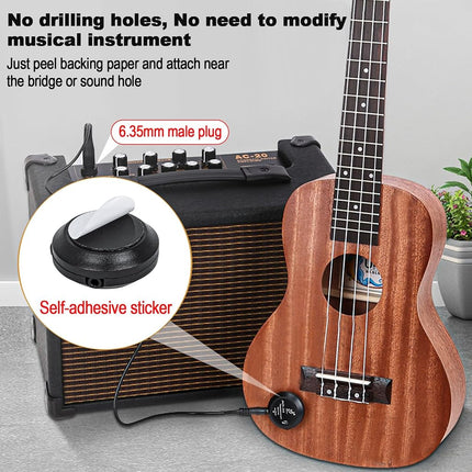 MUZTOP Guitar Pickup with Volume Control, Piezo Pickup Contact Microphone Transducer Pickup for Acoustic Guitar, Violin, Mandolin, ukulele, Banjo, Cello, Kalimba, Harp and More