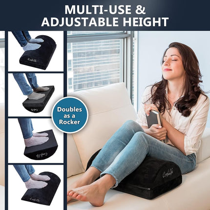 ComfiLife Adjustable Footrest Memory Foam - Ergonomic Design for Back and Hip (Black)