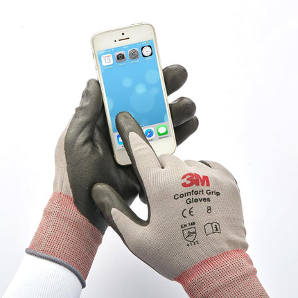 3M Comfort Grip General Use Work Glove, Nitrile Palm Coating, Washable with Knit Wrist Cuff, 1 Pair, Large