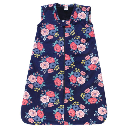 Saco de dormir de felpa de piel sintética unisex Hudson Baby, manta portátil, azul marino floral llamativo, 12-18 meses