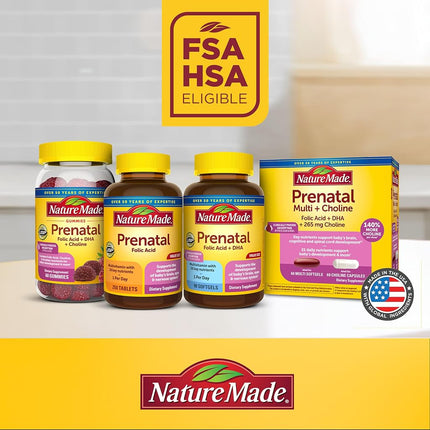 Nature Made Prenatal Gummy Vitamins with DHA + Folic Acid, 60 Ct to Support Baby’s Development†