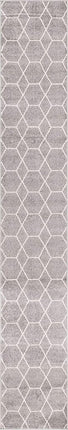 Alfombra de pasillo geométrica marroquí moderna gris claro Unique Loom Trellis Frieze Collection (0,6 x 3,9 m)