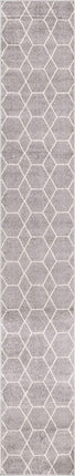 Unique Loom Trellis Frieze Collection Lattice Moroccan Geometric Modern Light Gray Runner Rug (2' 0 x 13' 0)