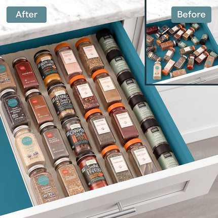 YouCopia SpiceLiner Adjustable Spice Drawer Liner, 10ft Roll, Sandstone, Seasoning and Spices Bottle Organizer Insert