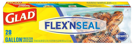 Glad FLEX’NSEAL Freezer Storage Bags, Gallon – 28 