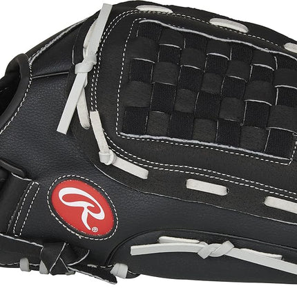 Guante Rawlings Softball Series, Basket Web, 13 pulgadas, lanzamiento con la mano derecha, negro/gris, modelo: RSB130GB-6/0 13 BSK/NFC