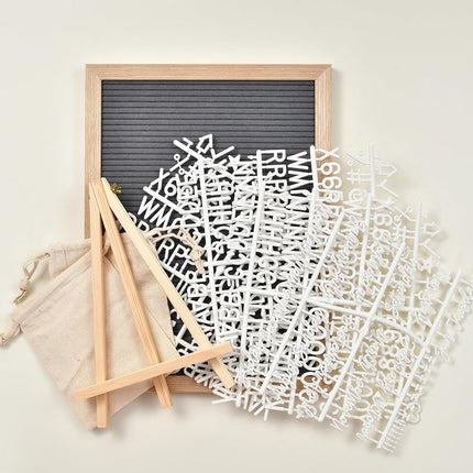 Veskaoty Felt Letter Board with 402 Letters & Stand, 12 x 16 inch, Gray