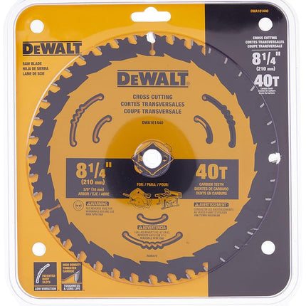 DEWALT Circular Saw Blade, 8 1/4 Inch, 40 Tooth, Cross Cutting (DWA181440)