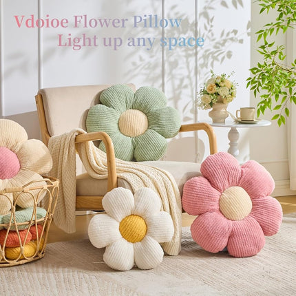 Vdoioe Flower Pillow, Cute Daisy Pillow Off White Throw Pillow Cushion 15.75" Home Decorative for Couch Bed