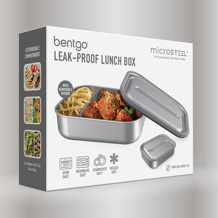 Bentgo Stainless - Leak-Proof Bento-Style Lunch Box with Removable Divider - Airtight Lid, Sustainable 5 Cup Capacity, Odor & Stain Resistant for On-the-Go Eating for Adults & Teens (Stainless Steel)
