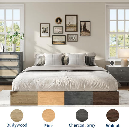 GarveeHome Wood Platform Bed Frame,Wooden Bed Frame Without Headboard, Wood Slat Support,No Box Spring Needed, Easy Assembly (Burlywood, Queen (U.S. Standard))
