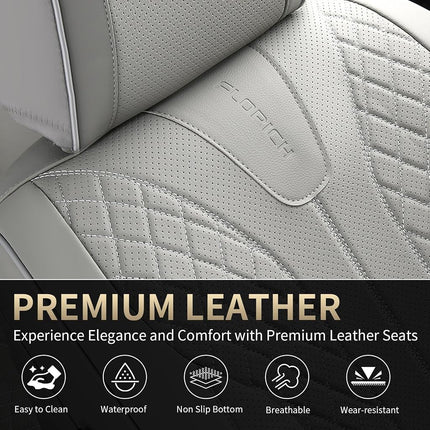 FLORICH Fundas para Asientos, Fundas de Asiento Delanteras de Piel Sintética para Automóvil, Fundas de Asiento de Coche de Lujo Impermeables, Protector de Asiento Universal para la Mayoría de Coches, SUV, Camiones, Gris